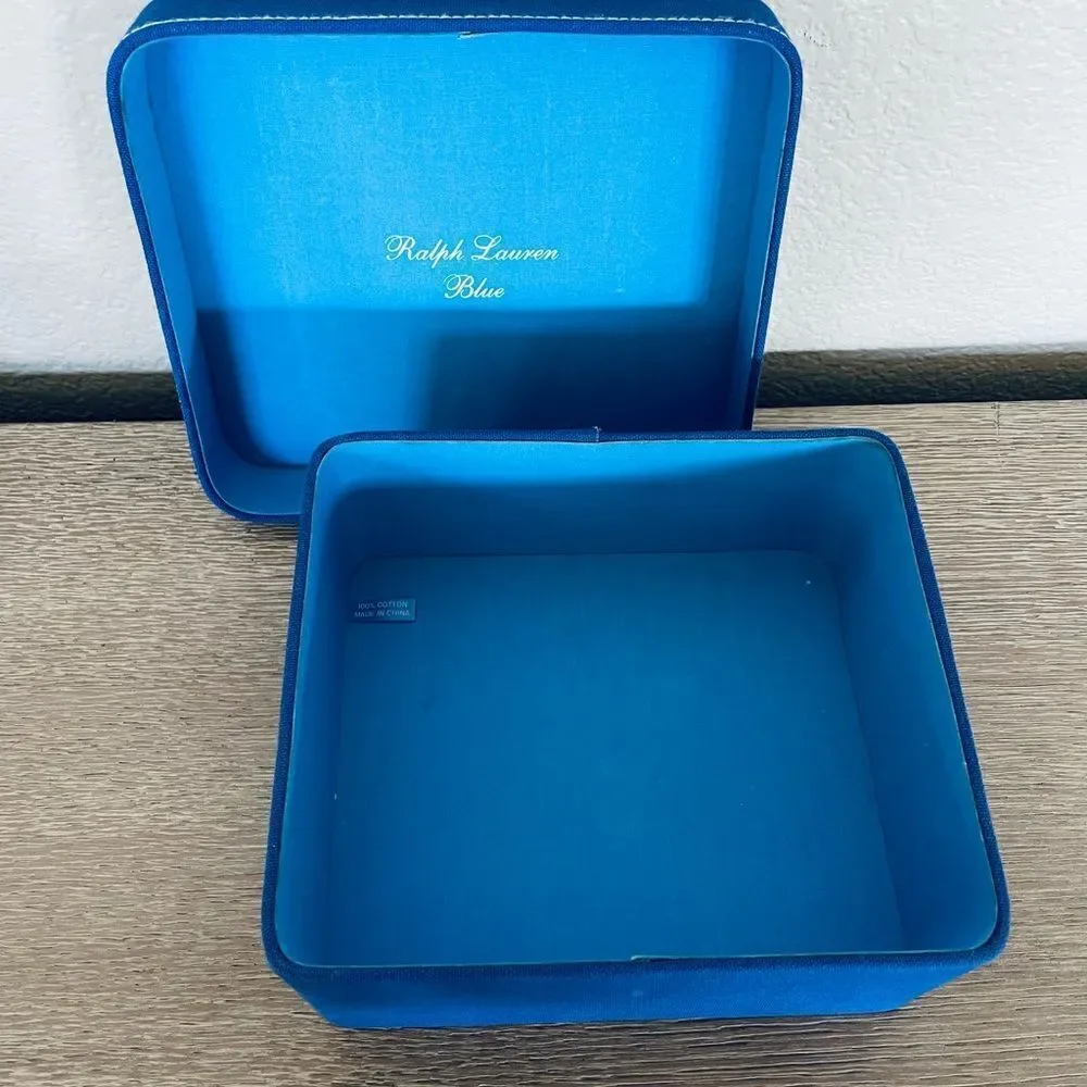Ralph Lauren Blue Cologne Fabric Lidded Storage Container